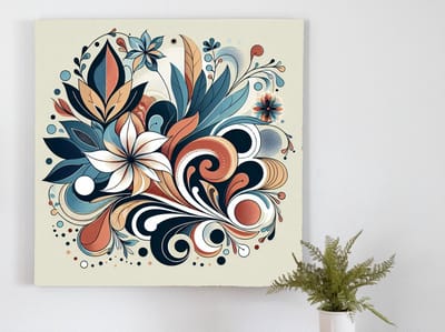 Abstract bloemen schilderij | Prachtige bloemen dansen in een abstract kunstzinnig meesterwerk | Kunst - 80x80 centimeter op Forex | Foto op Forex