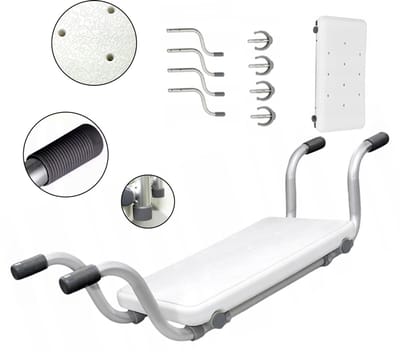 Badstoel - Verstelbare douchestoel - Geschikt voor senioren en volwassenen - Badkamerstoel voor zwangere vrouwen en kinderen - Douchekruk - Antislip - Badzitje - Maximaal draagvermogen 150 kg - Aluminiumlegering - Wit