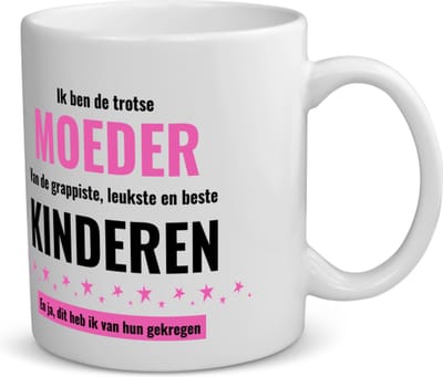 Akyol - ik ben de trotste moeder van de grappigste, leukste en beste kinderen, en ja dit heb ik van hun gekregen koffiemok - theemok - Mama - de trotste moeder - moeder cadeautjes - moederdag - verjaardagscadeau - verjaardag - cadeau - geschenk