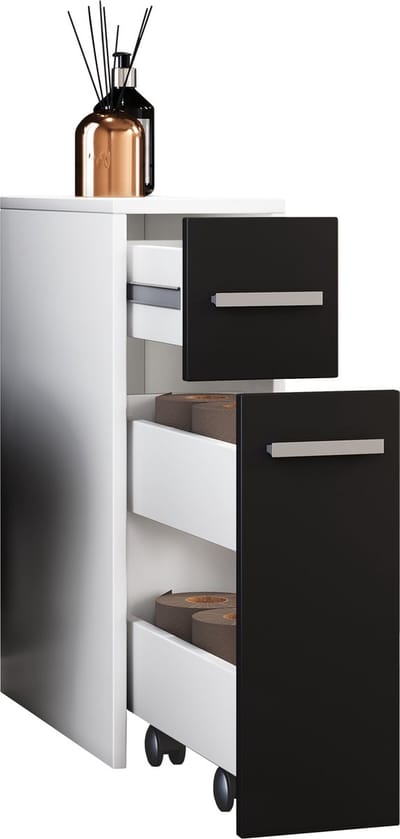 VCM vrijstaande badkamerkasten, badkamer vloerkast, vrijstaande badkamerkast, badkamermeubel, badkamer opberglades, smalle kast, badkamer ladekast, vrijstaande badkamer opbergmeubels, handdoekenrek