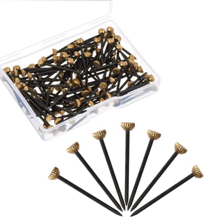 muur spijkers - Stalen nagels - 100 stuks - Nagel ronde kop - ophangnagels - fotospijkers voor muur - fotolijst hangers met plastic opbergdoos - 1.3x25mm - koperen kopspijkers