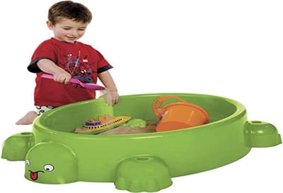 Zandbak Schildpad - Buitenspeelgoed - Spelen in de tuin - Inclusief deksel - 95 cm - Groen