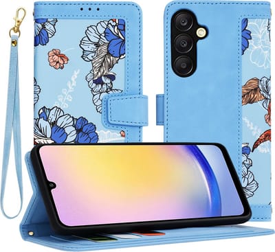 Hoesje geschikt voor Samsung Galaxy A25 - Techsuit FlipCraft Book Wallet Case met koord - Vibrant Blue