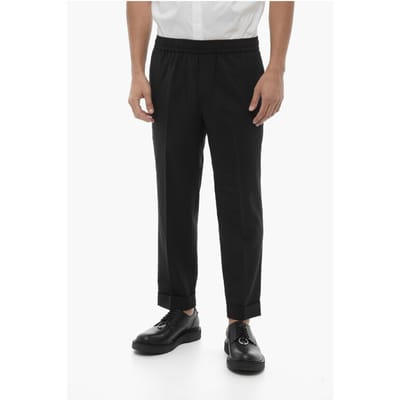 Low-Wait Slim Fit REM-broek met trekkoord in de taille in zwart