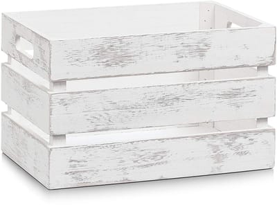 Allecto - Opbergkist - Houten Opbergbox - Vintage Wit - Multifunctioneel - Perfect voor Organisatie - Compact formaat