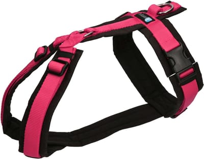 Annyx hondentuig speurtuig-harnas Y-tuig-Zwart Fuchsia- maat XL-geschikt voor borstomtrek 78 tot 96cm
