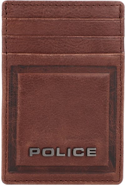 Police PT16-08536 Creditcard etui leer 7 cm met geldclip - 3 Sleuven - brown