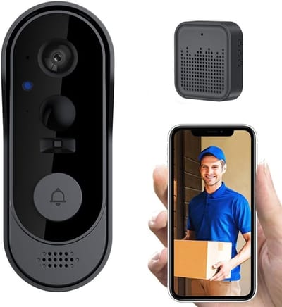 Draadloze Videodeurbel - Wifi Deurbel Camera - Bezoekers Ontvangen - Geen Abonnement Nodig - 17 x 9 x 6 cm