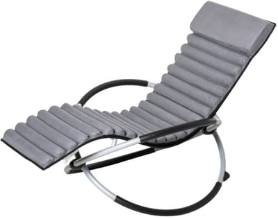 Schommelstoel, ergonomische 2-in-1 schommelstoel, tuinstoel, schommelstoel, metaal, textiel, bolvormig, zwart, 145 x 74 x 88 cm voor comfort in de tuin