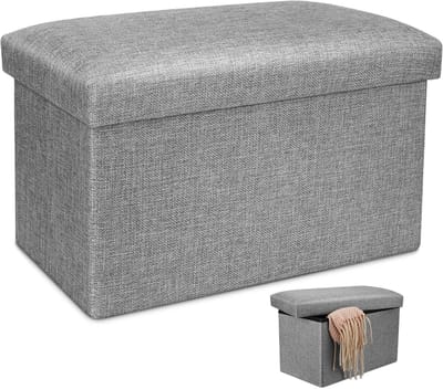 Opvouwbare Zitzak - Opbergkruk - Ruimte Besparen - Met Deksel - 40 x 25 x 25 cm - Grijs