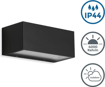 B.K.Licht - Zwarte LED Wandlamp voor buiten - IP44 - buitenverlichting - 12W - 1300lm - 4.000K - 18,5x7,5x9,1 cm