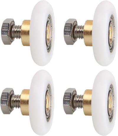 Set van 4 Vervangende Douchedeurwielen met Schroeven - Diameter 23 mm, Glijwielen, Doucheaccessoires, Onderdeel voor Douchedeur