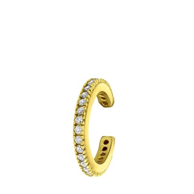 Lucardi Dames Earcuff goldplated zirkonia - Oorbellen - Cadeau - Echt Zilver - Goudkleurig