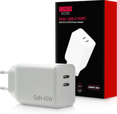 USB C Adapter 45W - Dual USB-C Snellader - Super Fast Charger - Snel Oplader USB-C