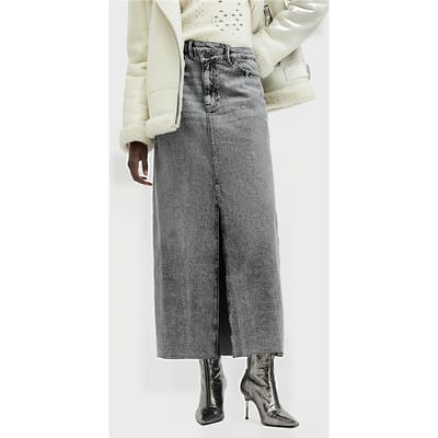 AllSaints Noir Maxi Skirt Vintage Black Maat: 6 | Spijkerrokken Outlet | Dames | Zwart