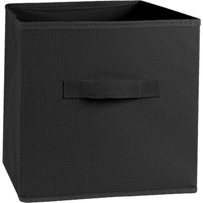 26x26cm Opvouwbare Stoffen Opbergkubussen Effen Kleur Niet-geweven Vierkante Organizerdoos met Handvatten voor Kleding Speelgoed Diversen Lade zwart