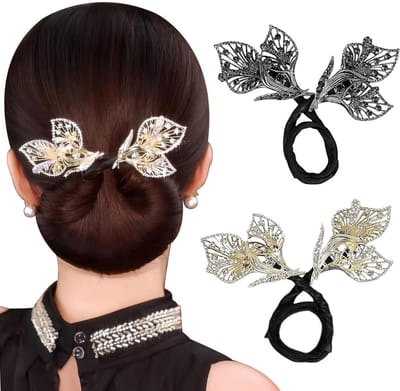2 stuks haaraccessoires met bergkristalbloesem, Franse creator voor haarknopen, Twist Curler Dutts voor donut Twist haarknopen