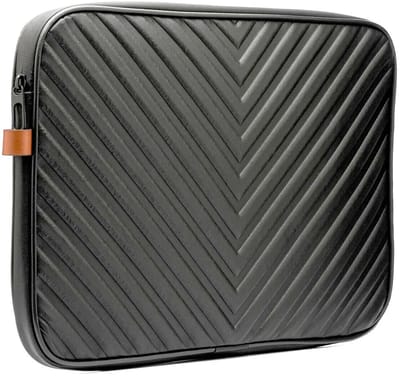 Laptophoes, Laptoptas Leer, Laptoptas 14 inch, Pu Leren Laptoptas, Laptophoes 14 inch, Laptoptas Dames, Schokbestendig Laptop Hoes, Laptoptas Heren, Waterafstotend Laptop Case, Laptoptas Geschikt Voor Macbook, Laptop Cover, ZWART, ZIGZAGPATROON