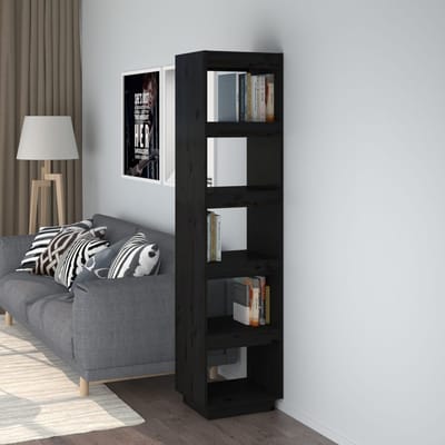 vidaXL - Boekenkast/kamerscherm - 40x35x167 - cm - massief - grenenhout - zwart