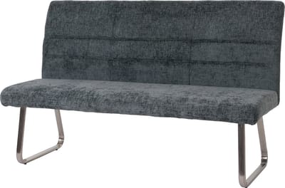 Bank MCW-G55, eetkamerbank, geborsteld roestvrij staal stof/textiel chenille Oeko-Tex, 160cm ~ blauwgroen