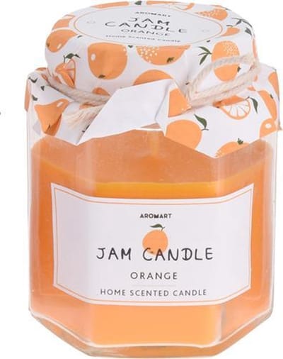 Geurkaars in jamcandle glas! Orange - Kaars - cadeau - geurkaarsen