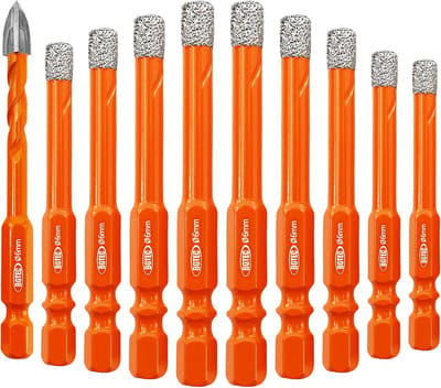 Diamant Boor Set - Tegel Boren - Precisie Boren - Vacuüm Gesoldeerd - 10 Stuks - Oranje