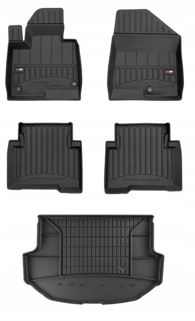 Frogum ProLine Luxe Voordeelset - Premium Automatenset + Kofferbakmat - Geschikt voor Hyundai Santa Fe III (2012-2018) - 5-persoons - TPE Rubber - Zwart