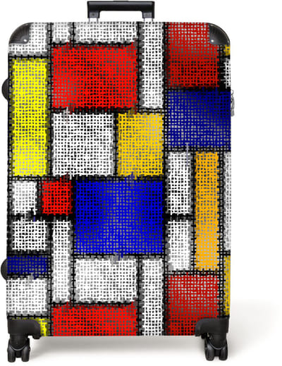 NoBoringSuitcases.com® - Koffer groot - Reiskoffer lichtgewicht - Patroon - Kunst - Mondriaan - abstract - Rolkoffer met 4 wielen - Grote trolley XL - 98 liter bagage