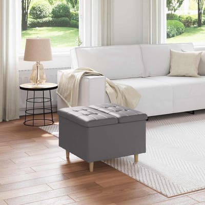 vidaXL - Ottoman - met - opslag - Grijs - 60 - x - 60 - x - 45 - cm - Kunstleer