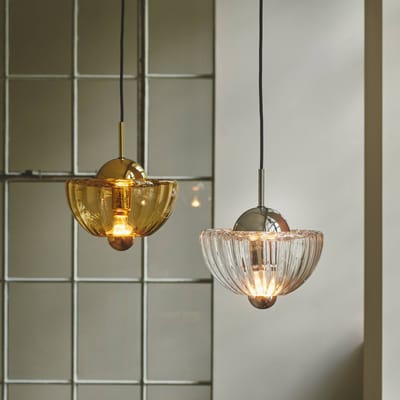 DESIGN BY US Hanglamp Lotus, helder, Ø 25 cm, glas, mondgeblazen