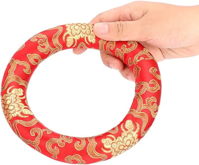 Klankschaalkussen Rond - Meditatie Kussen - Klankschaal Ondersteuning - Zijdebrokaat Materiaal - 18 cm Diameter