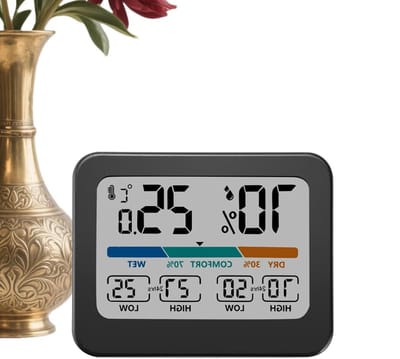 Temperatuur en Vochtigheidsmeter - Hygrometer Thermometer - Binnenklimaat Bewaken - Groot Kleurendisplay - 93 x 73 cm - Wit