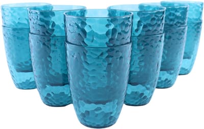 OTIX Kunststof Drinkglazen - Herbruikbaar - Set van 12 - Waterglas - Limonadeglazen - Blauw - 380ml - HARBOR