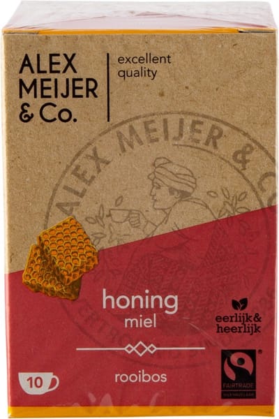 Rooibos-honing Theezakjes Grote Verpakking 60 zakjes 1,5 gram Alex Meijer Fair Trade