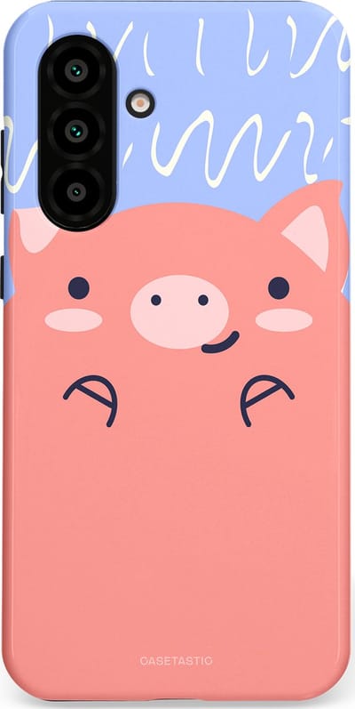 Casetastic hoesje geschikt voor Samsung Galaxy A36 / Samsung Galaxy A56 - Dubbellaagse bescherming - Knuffel van varken - Fashion Case - Koraal Lichtblauw