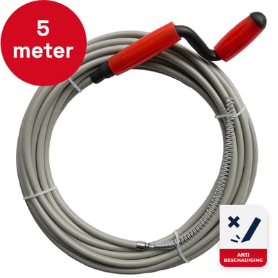 McDevens Ontstoppingsveer 5 meter / 7,6mm – met beschermlaag – rioolveer 5m – rioolontstopper – rioolreinigersveer – Afvoerontstopper - ontstopper – Gootsteenontstopper
