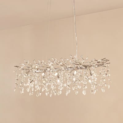 Lucande - hanglamp - 10lichts - Roestvrij staal, kristalglas - H: 32 cm - G9 - chroom, transparant