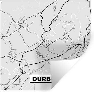 Muurstickers - Sticker Folie - Stadskaart – Zwart Wit - Kaart – Durbuy – België – Plattegrond - 100x100 cm - Plakfolie - Muurstickers Kinderkamer - Zelfklevend Behang XXL - Zelfklevend behangpapier - Stickerfolie