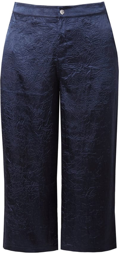 Ulla Popken - Dames - Culotte Mary wijde rechte pijpen comfortabele tailleband - Marine - Maat 42