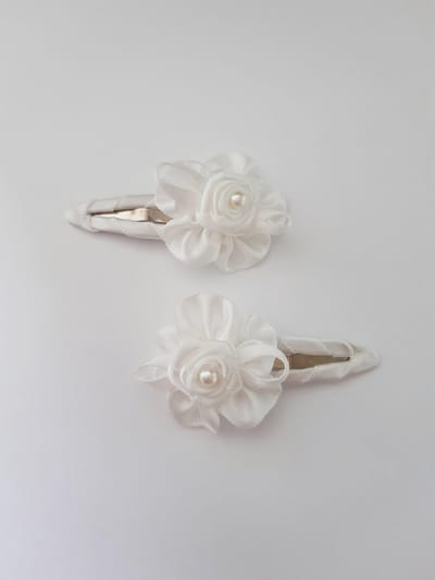 Le Sjalerie Klikklak Haarspeldje Met satijnen Roos Haarspeld -  Set van 2 speldjes meisje haaraccessoires