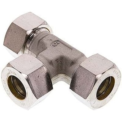 38S RVS T-stuk Snijring 315 Bar DIN 2353 - FL3T-C-ST-38-S