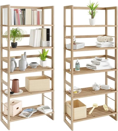 Set van 2 Houten Kasten met 5 Legplanken - Multifunctioneel Opbergmeubel voor Badkamer, Keuken en Woonkamer
