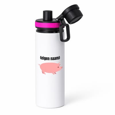 Hacebo® - varken met eigen naam waterfles met draaidop roze - Varken - boeren/varken liefhebbers - iemand die houdt van varkens - verjaardag - cadeau - kado - geschenk - water fles - 850ML