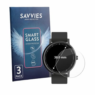 3 Stuks Savvies Screenprotector - geschikt voor Horloges (Rond, ø: 39 mm) - beschermfolie glas transparant