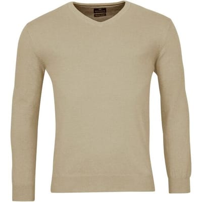 Baileys Trui V-Neck Single Knit Uni Pima Cotton Beige / male