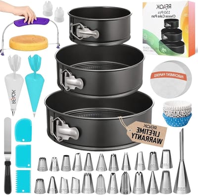 Taartpannenset - Bakvormen set - Taarten bakken - Inclusief decoratie - 3 maten 150 stuks - Zwart