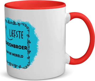 Akyol - de liefste schoonbroer van de wereld koffiemok - theemok - rood - Broer - de liefste schoonbroer - verjaardag - cadeautje voor broer - broer artikelen - kado - geschenk - 350 ML inhoud