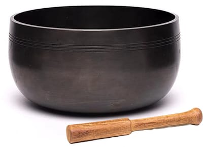 Japanse Klankschaal Brons - Singing Bowl met aanstrijkstok - Heldere Klankschaal 13cm. Kuro-orin