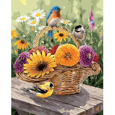 Peinture artisanale diamant à faire soi-même, perceuse complète 5D, broderie diamant, mosaïque, oiseaux mignons, fleur d'amour 20X30CM orange