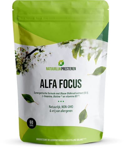Alfa Focus - Blauw Glidkruid - L-theanine - Quatrefolic® Folaat - Actief B-complex - 60 caps